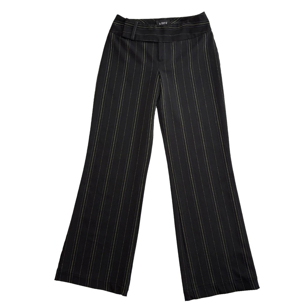 A. Byer Black Pinstripe Dress Pants‎ Womens 7 Y2K Career Work Straight Leg